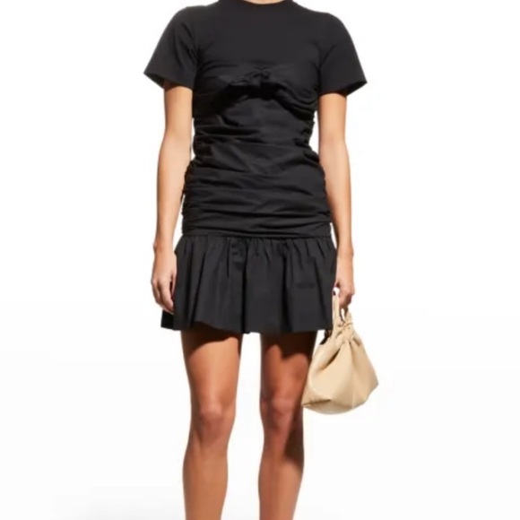 TANYA TAYLOR PEYTON MNOT-FRONT SHORT SHORT MINI DRESS BLACK SIZE LARGE - Picture 1 of 16